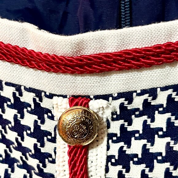 VINTAGE NICOLE SUMMERS Houndstooth Mini Dress Y2K Clueless Cher Holiday Party S - Picture 12 of 13